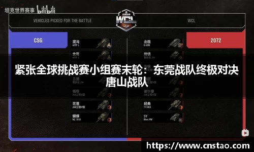 紧张全球挑战赛小组赛末轮：东莞战队终极对决唐山战队